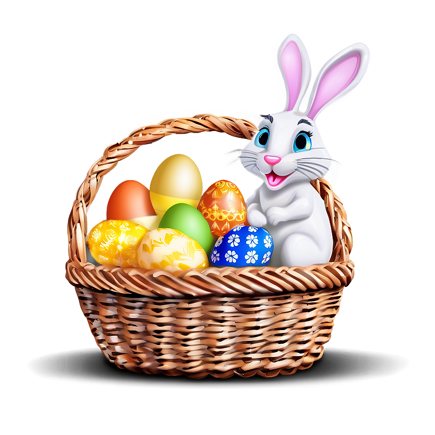 Easter Bunny With Basket Full Of Eggs Png 05232024