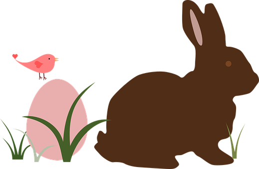 Easter Bunnyand Bird Illustration