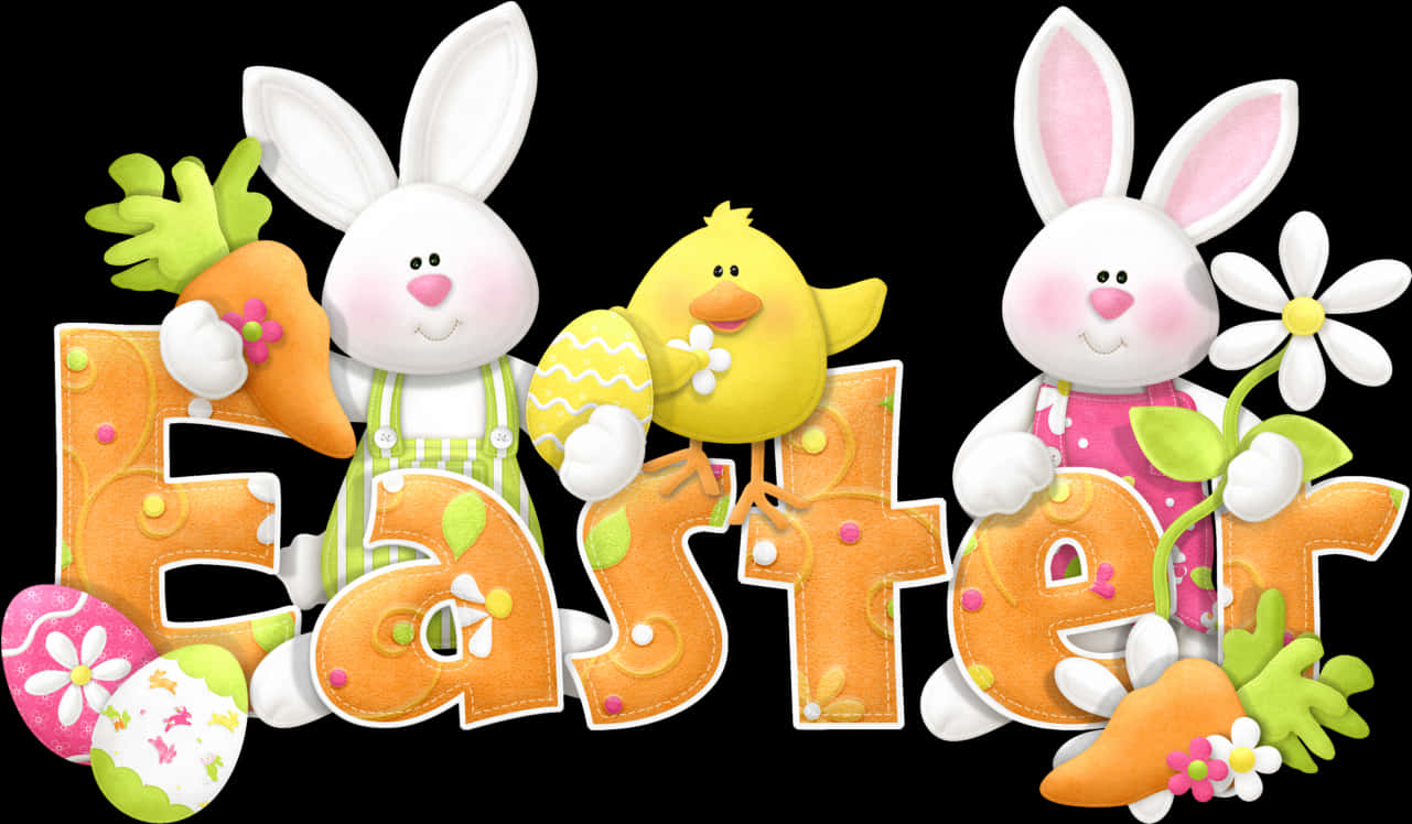 Easter Celebration Cartoon Bunnies Chicks