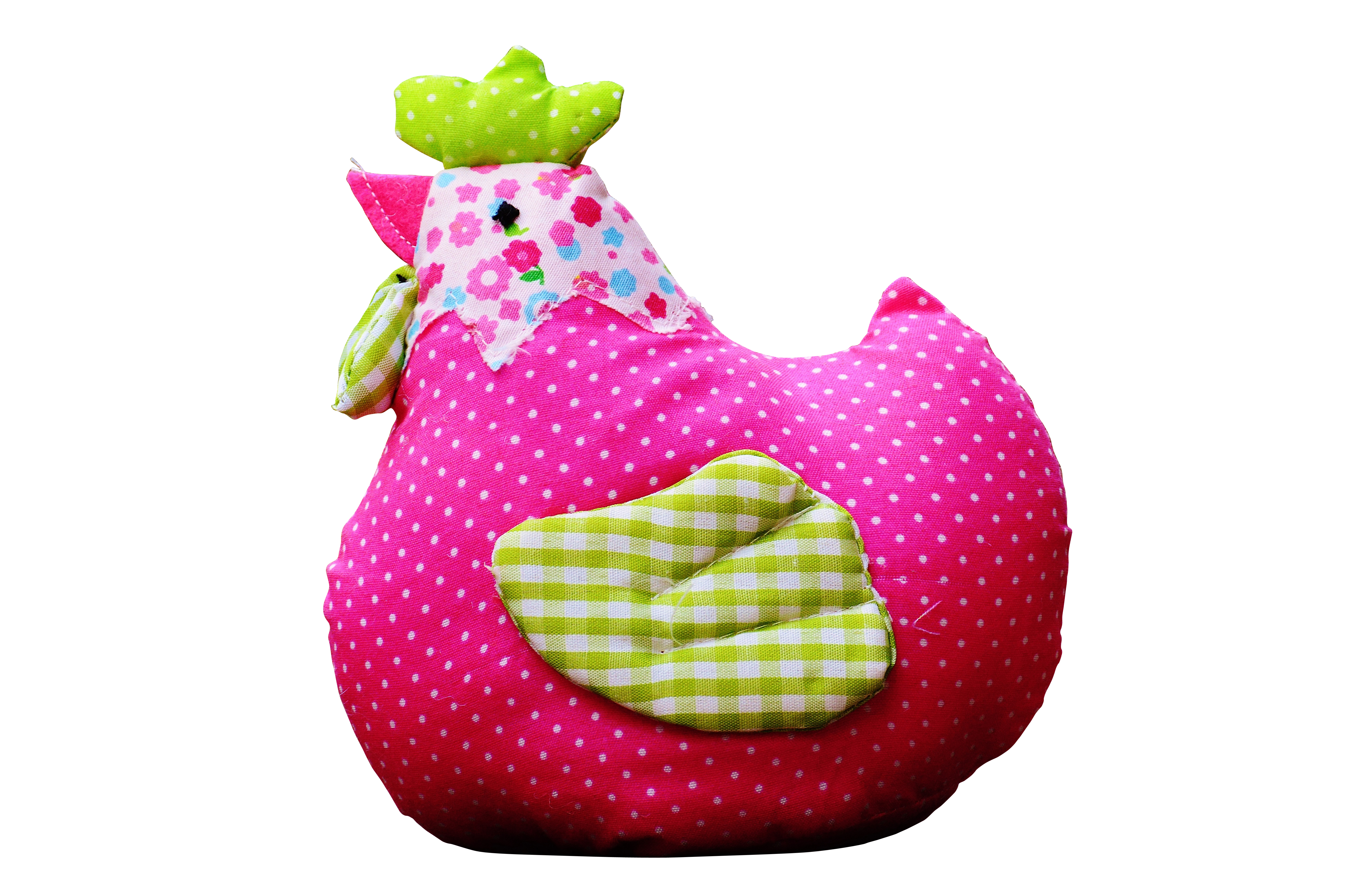 Easter Chicken Plush Toy Pink Polka Dots