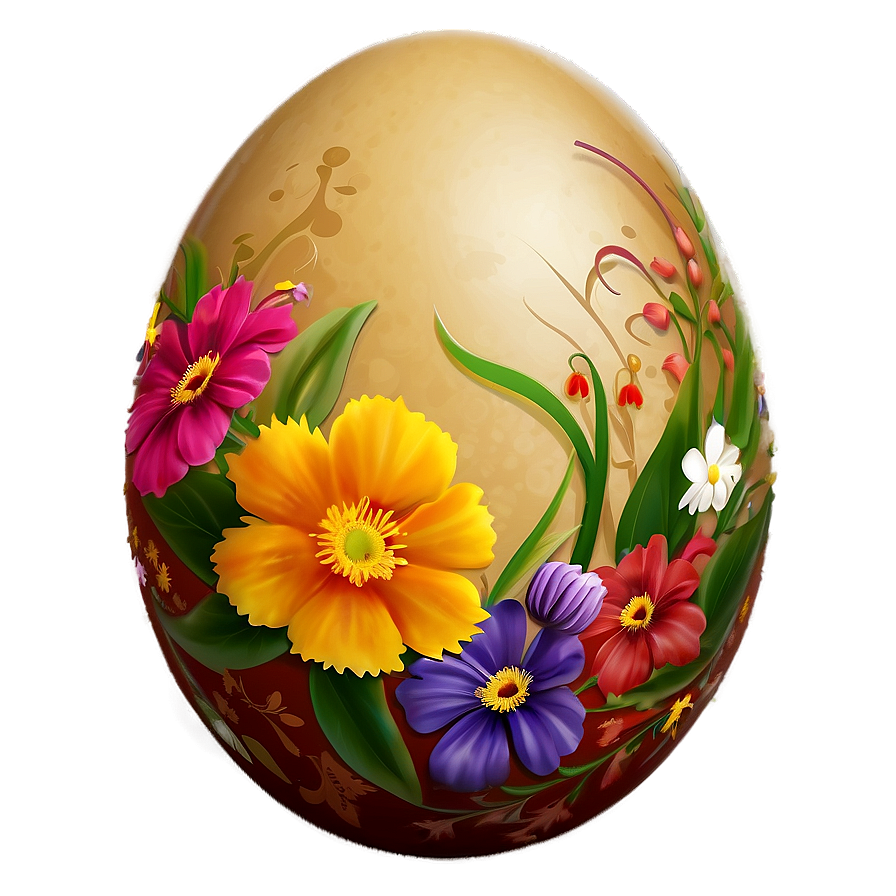 Easter Egg With Flowers Png Crv