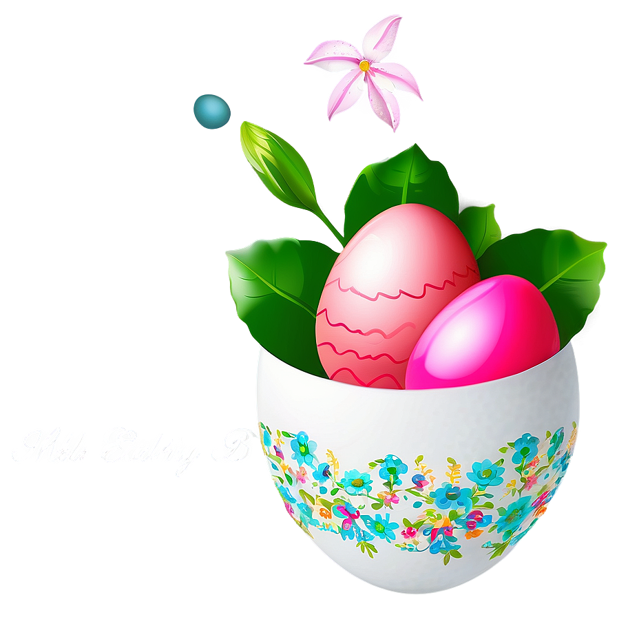 Easter Egg With Flowers Png Hsq