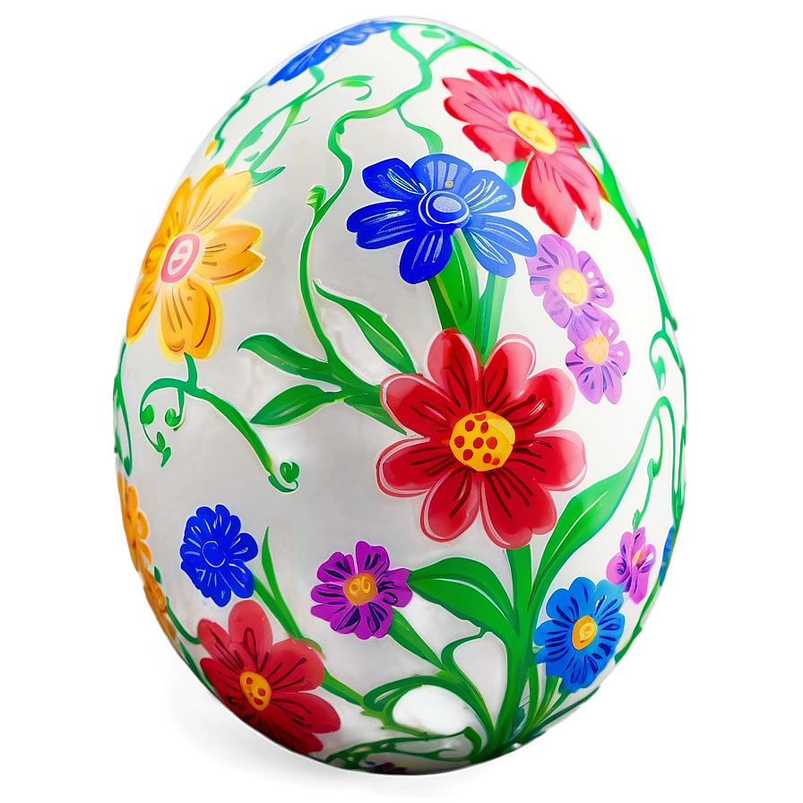 Easter Egg With Flowers Png Stj