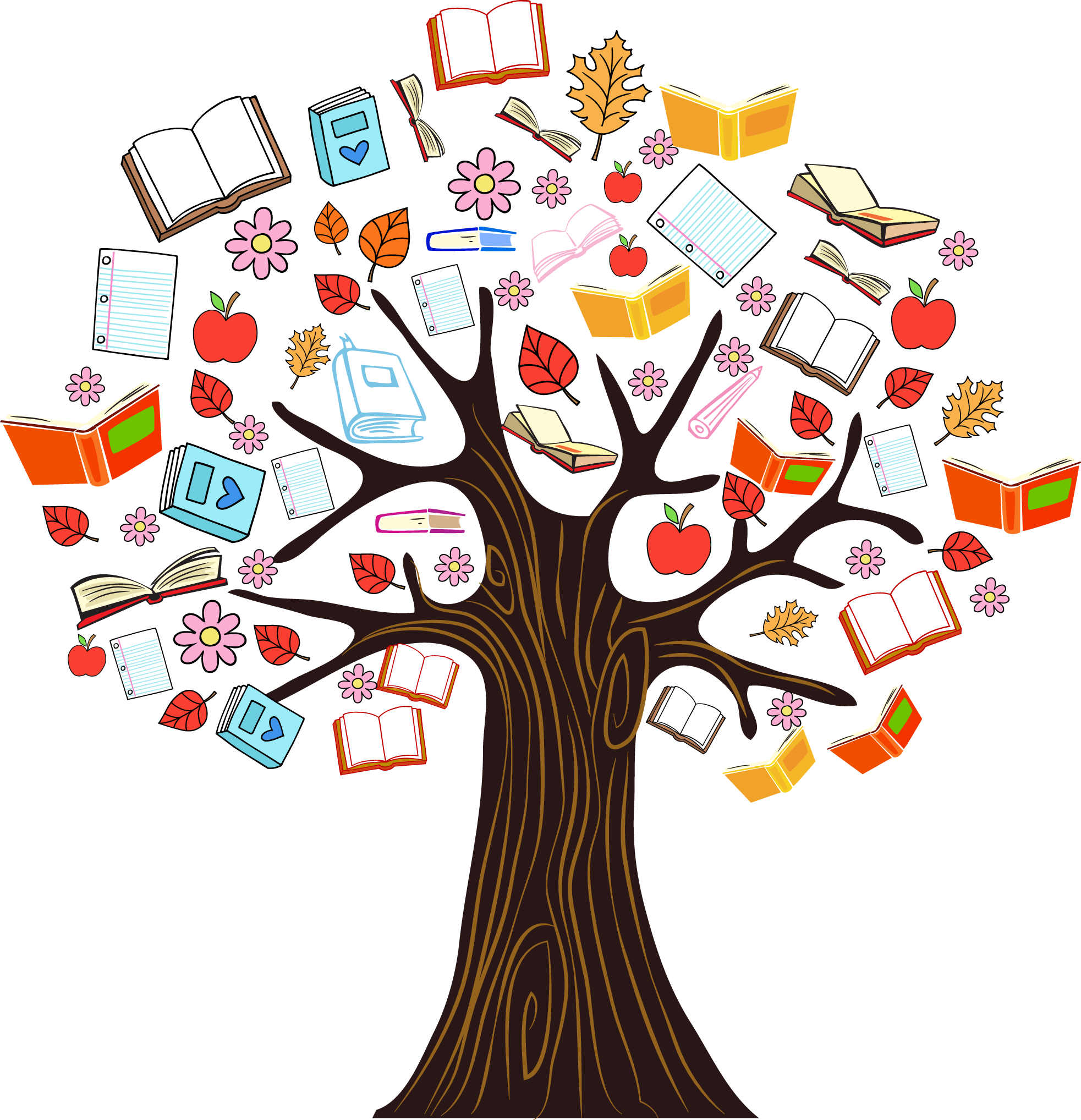 Educational Tree Books Clipart