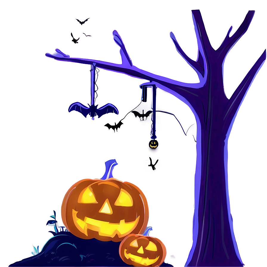 Eerie Halloween Cartoon Town Png 06252024