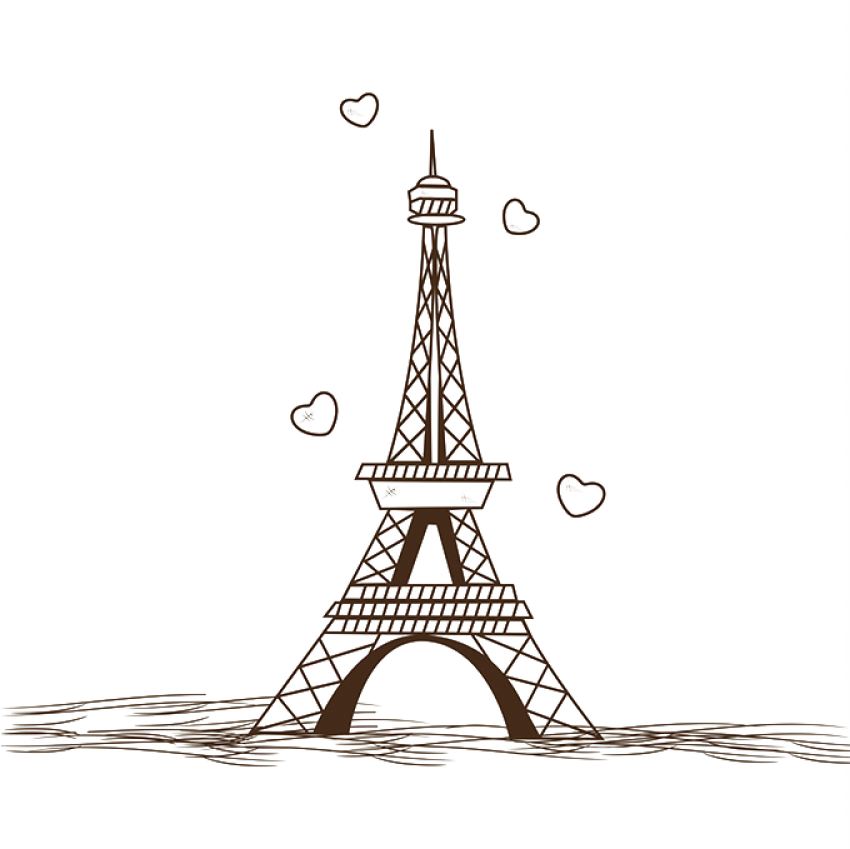 Eiffel Tower Illustration Love Hearts