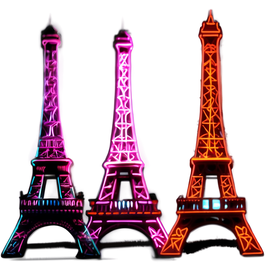 Eiffel Tower Neon Lights Png Ktm