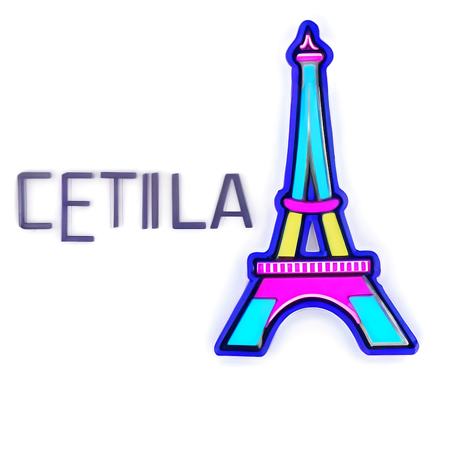 Eiffel Tower Neon Lights Png Nge