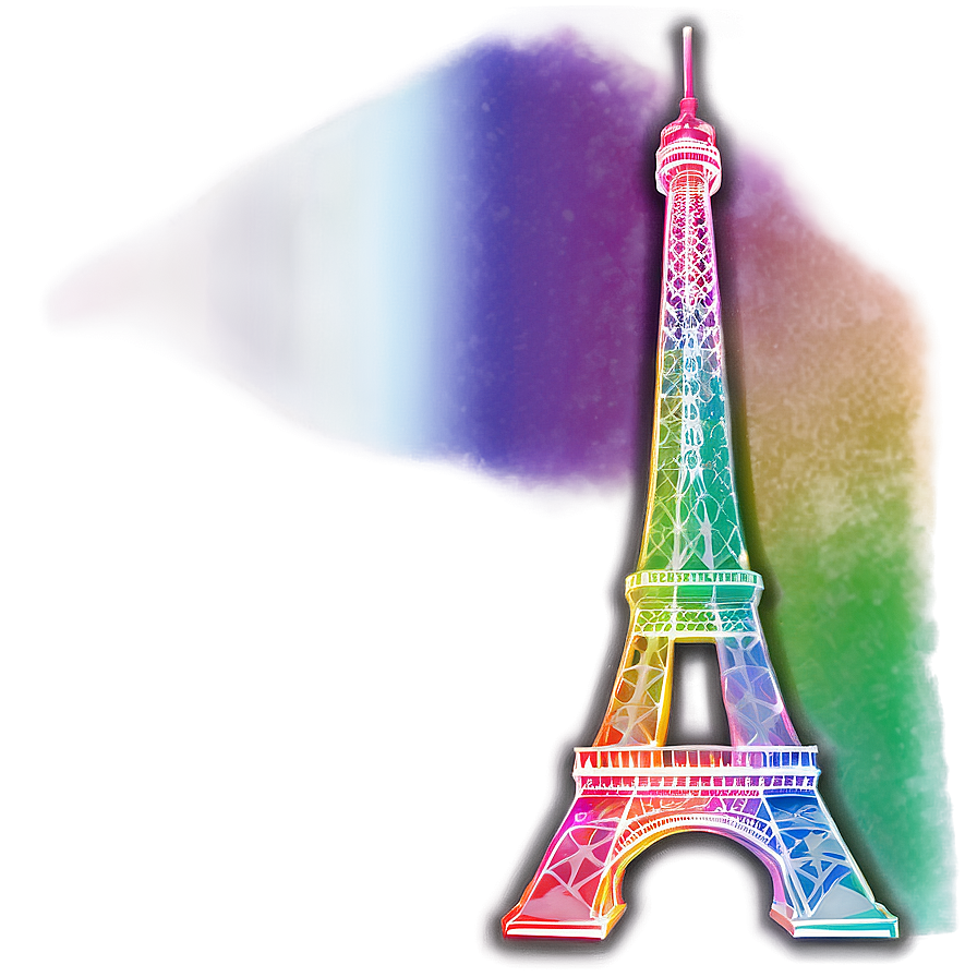 Eiffel Tower Rainbow Effect Png Buc24