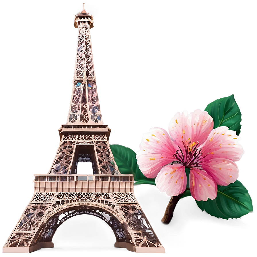 Eiffel Tower Spring Blossom Png Leq45