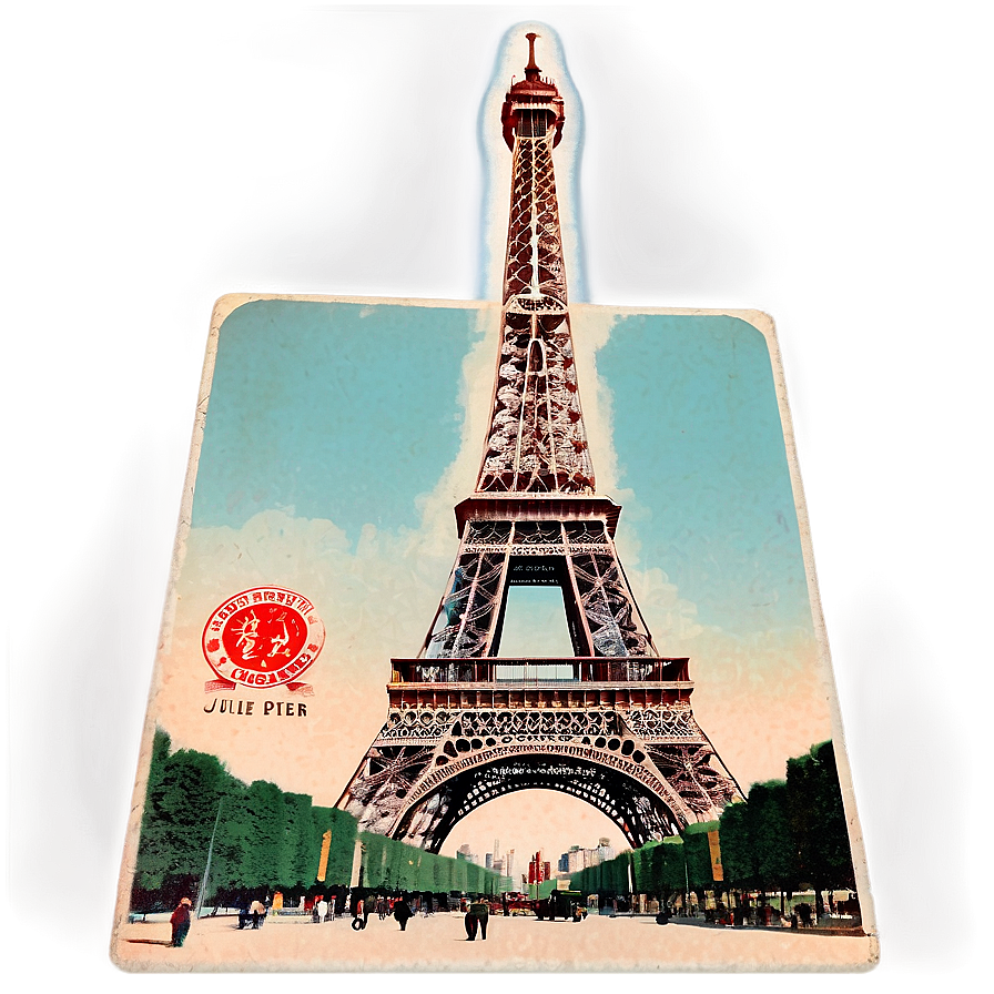 Eiffel Tower Vintage Postcard Png Lvf
