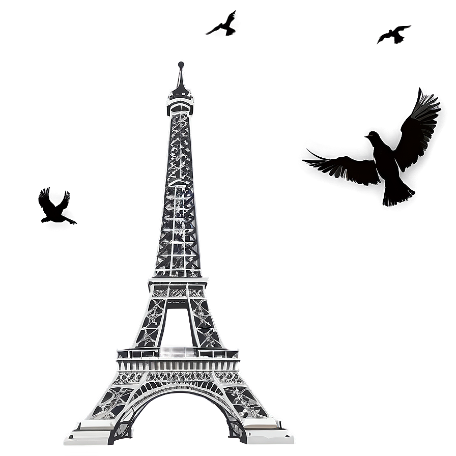 Eiffel Tower With Birds Png Dpd