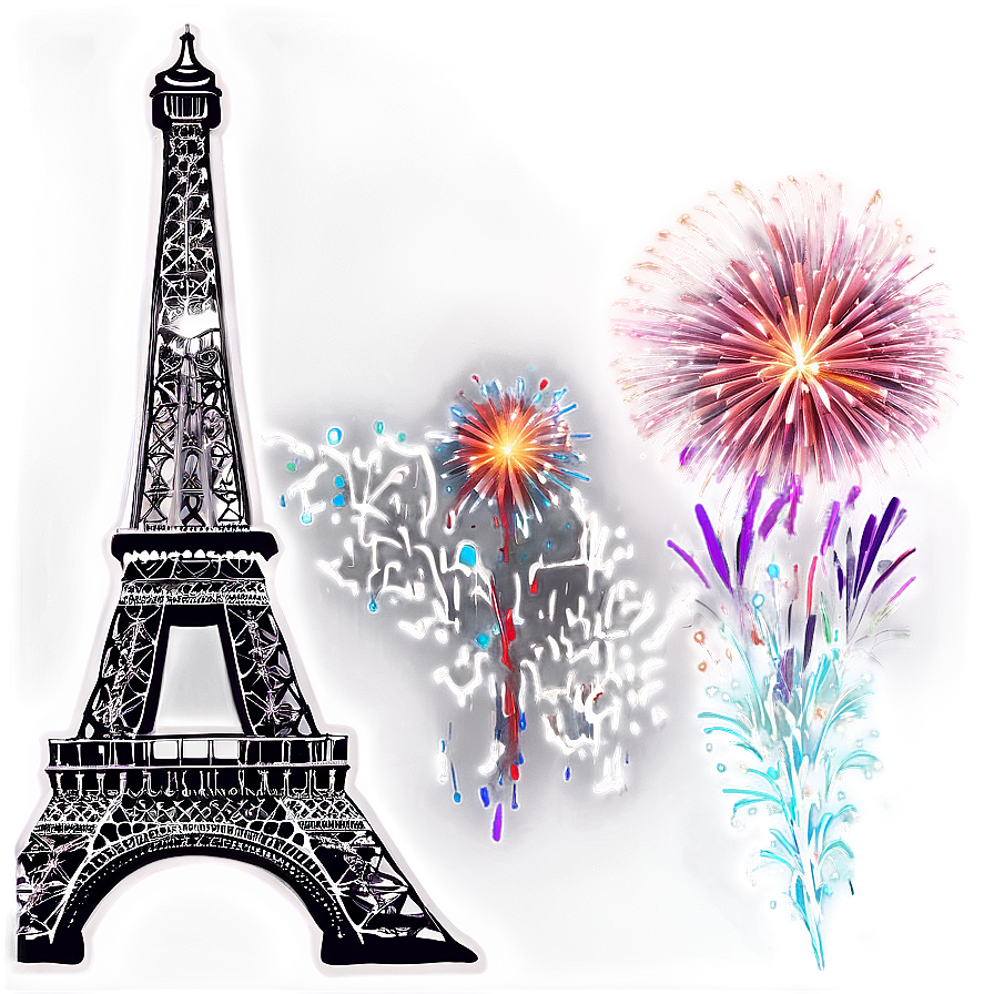 Eiffel Tower With Fireworks Background Png 05212024