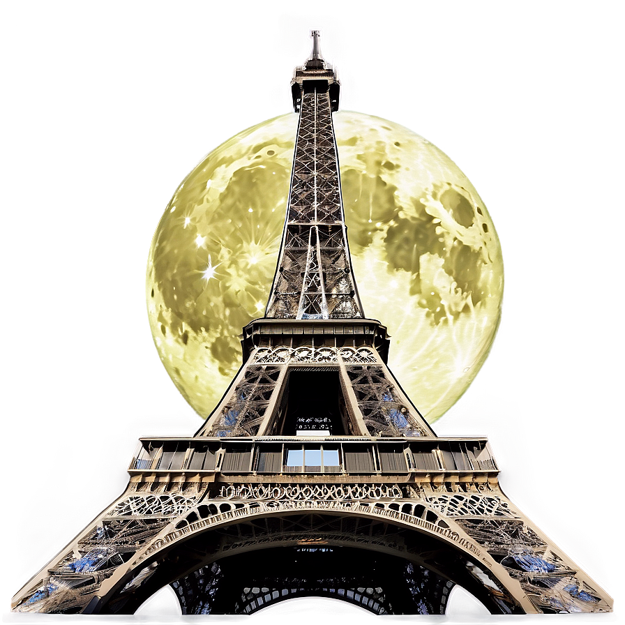 Eiffel Tower With Full Moon Png Nxl87