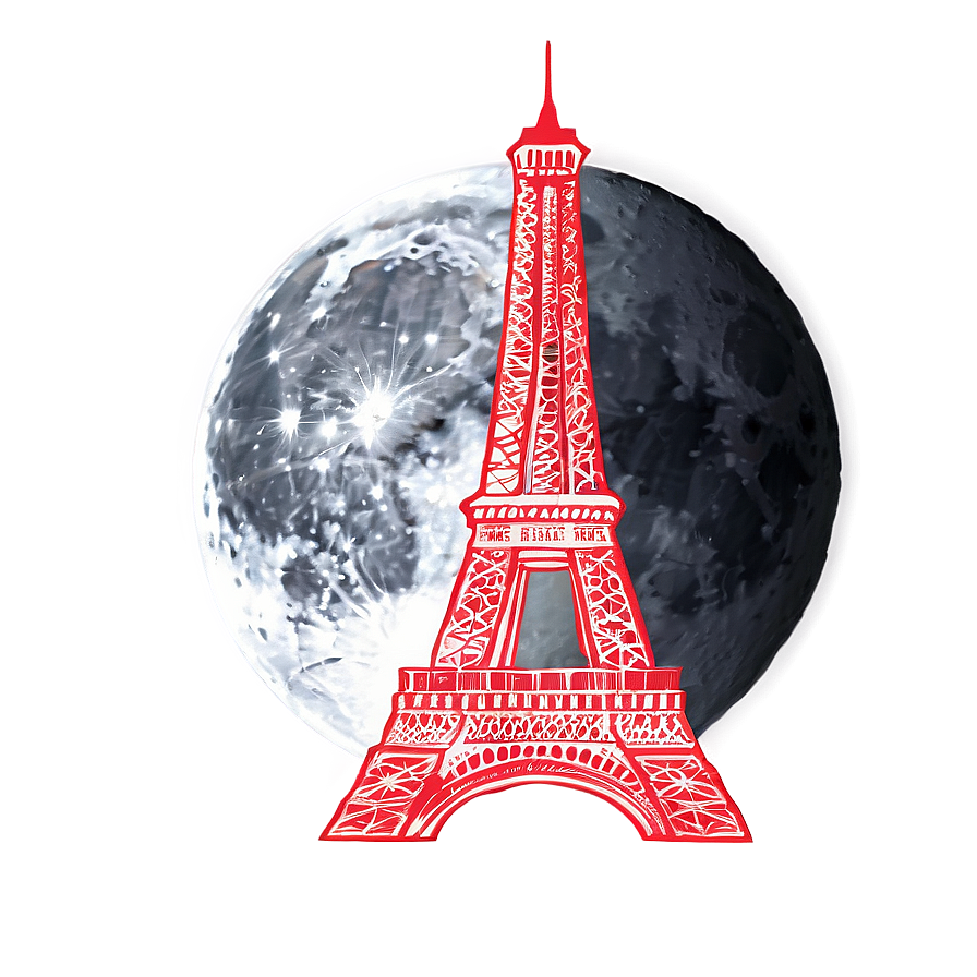 Eiffel Tower With Full Moon Png Vbs65