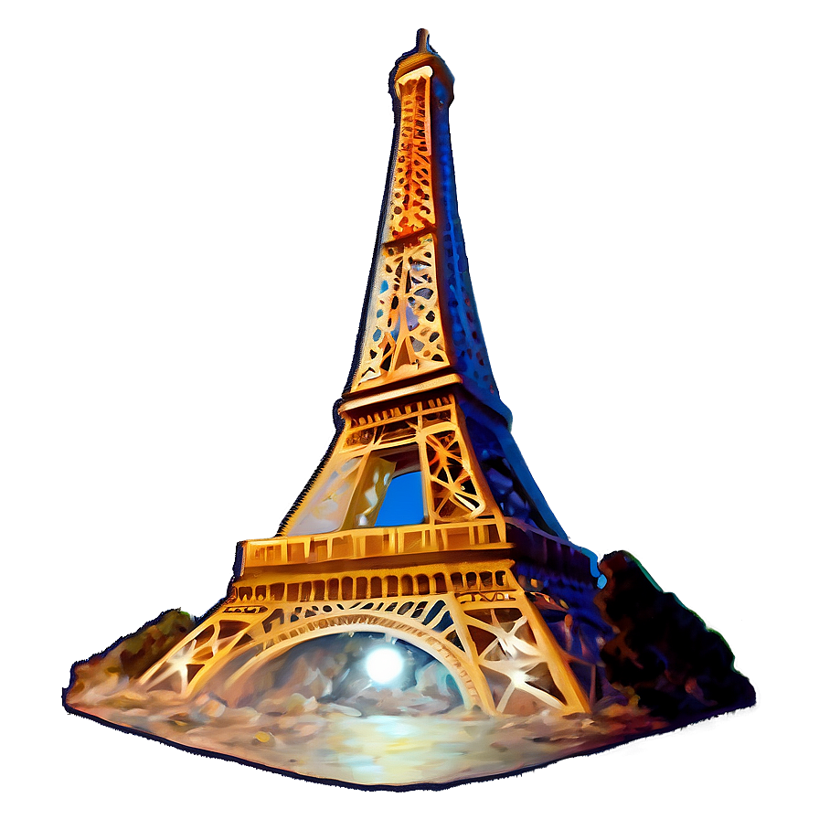 Eiffel Tower With Full Moon Png Vwe67