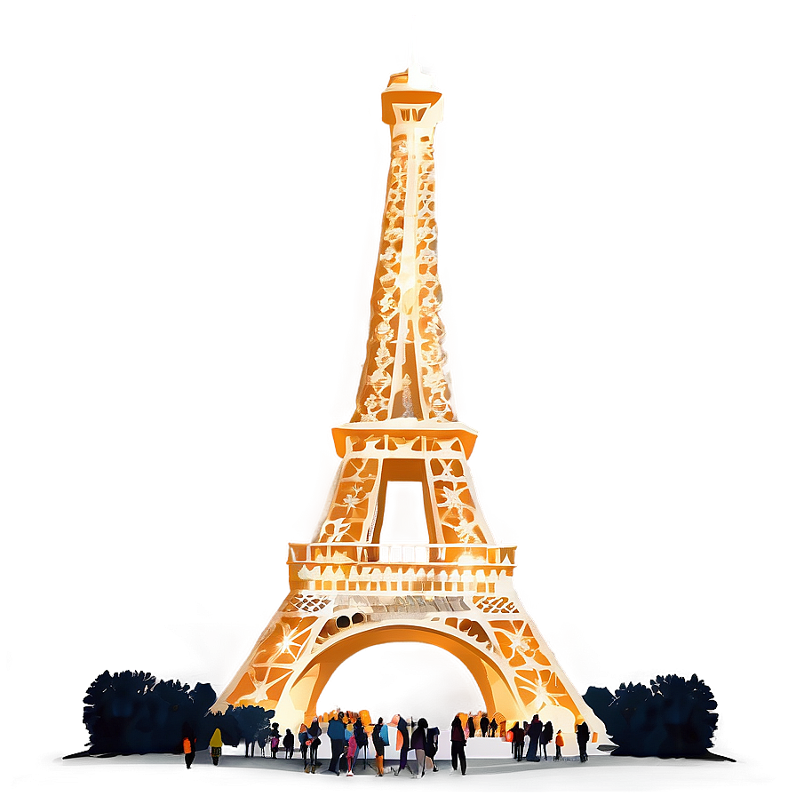 Eiffel Tower With Tourists Png Jxh