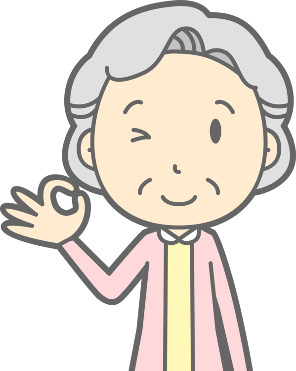 Elderly Cartoon Character Gesture O K