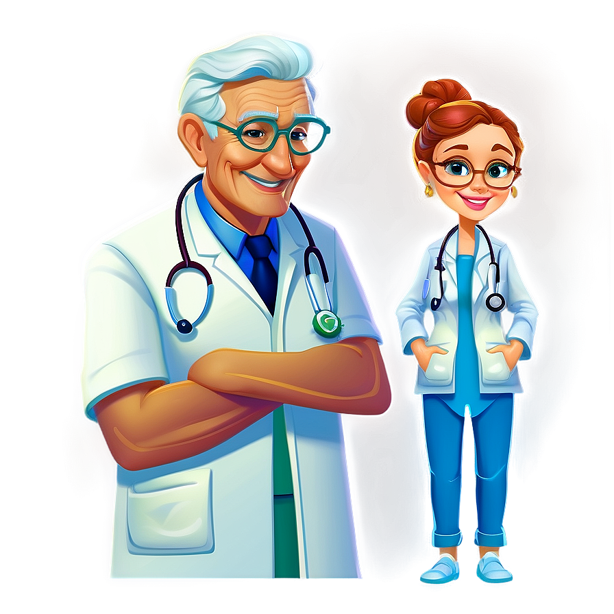 Elderly Cartoon Doctor Png Uyj