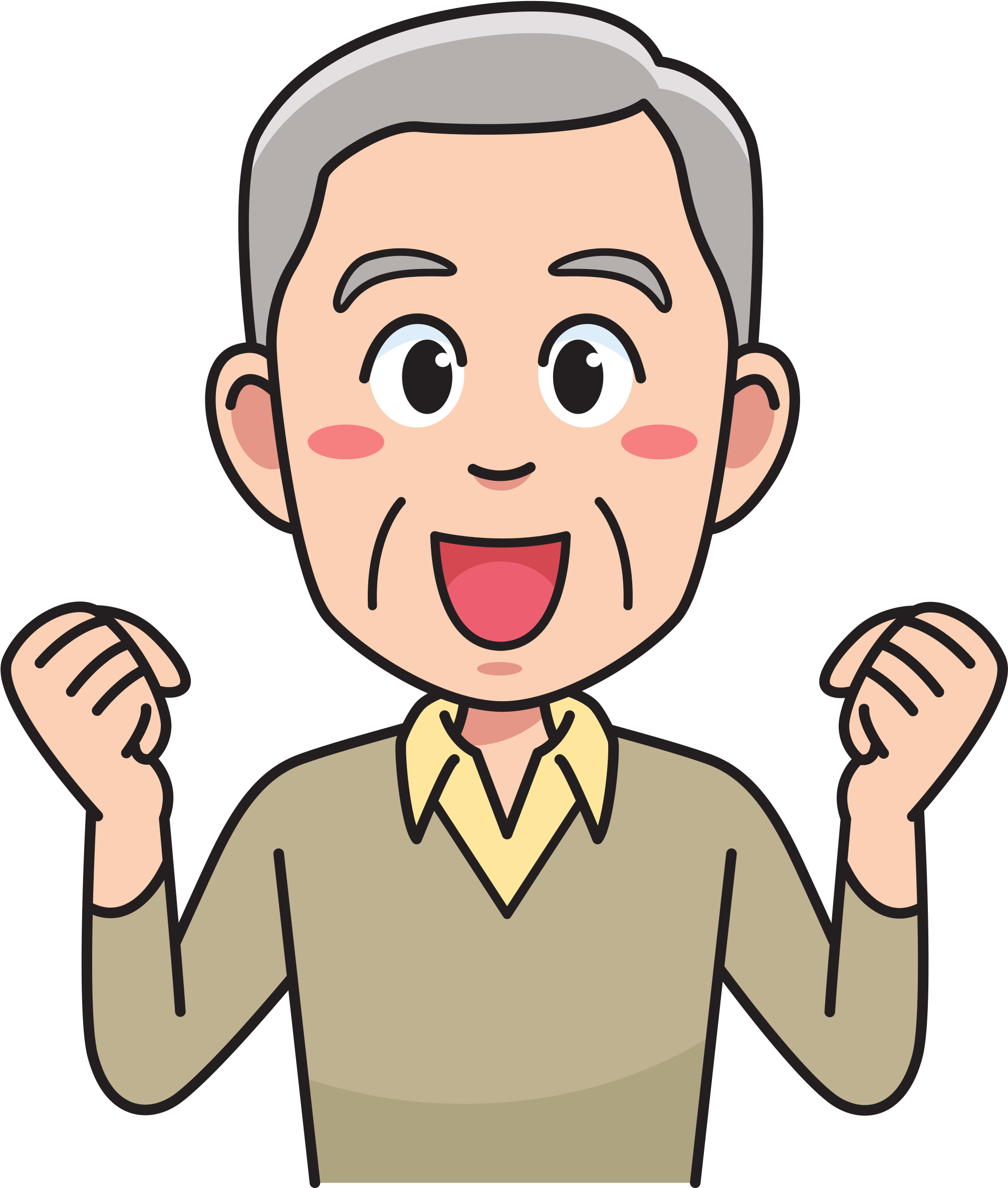 Elderly Cartoon Man Celebrating