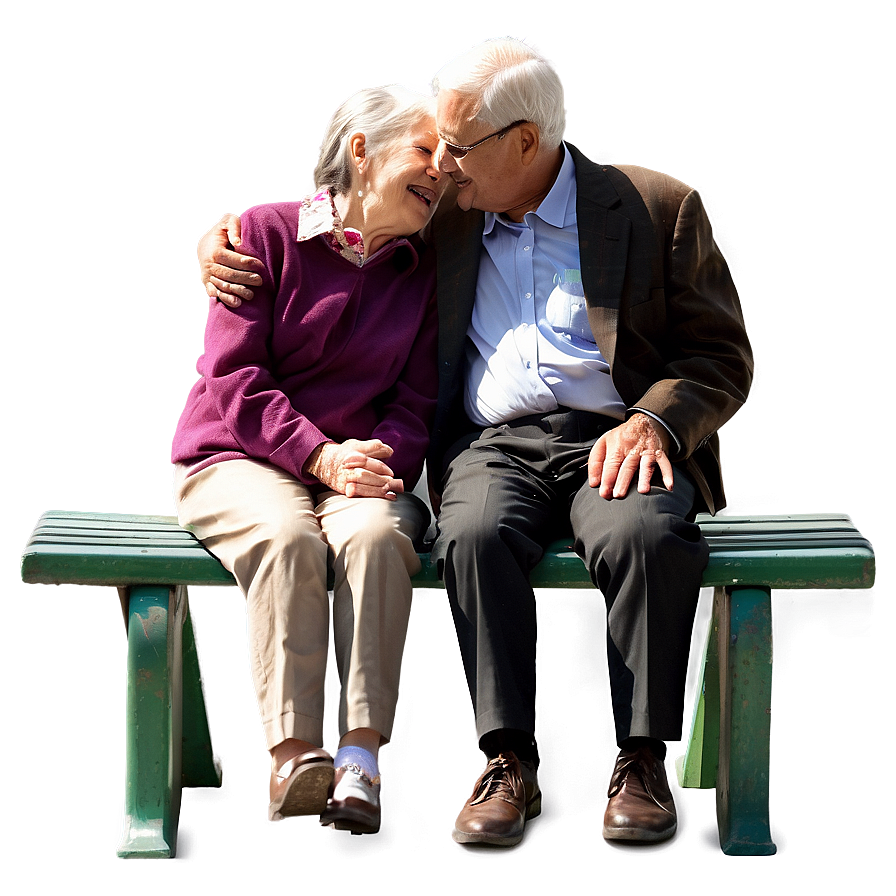 Elderly Couple On Bench Png Gel44