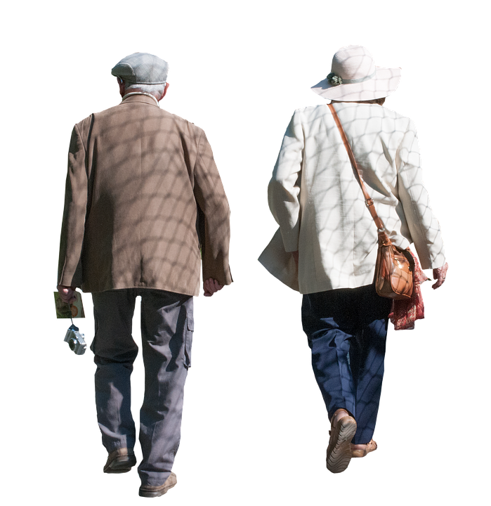 Elderly Couple Walking Together