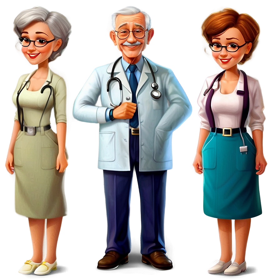 Elderly Doctor Cartoon Character Png 20