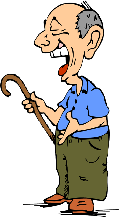 Elderly Man Laughing With Cane