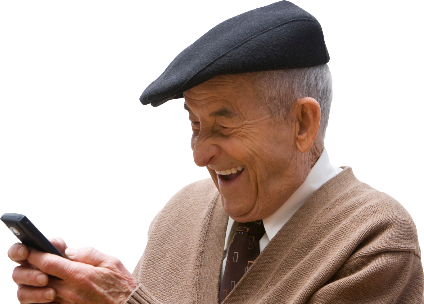 Elderly Man Laughingat Phone