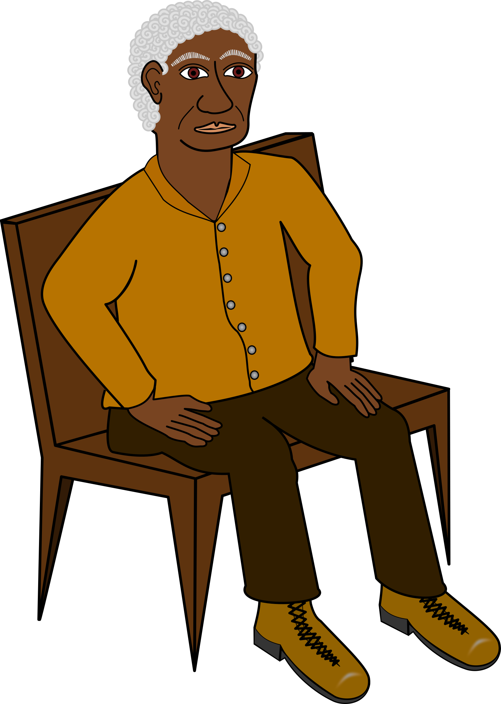 Elderly Man Sittingin Chair Illustration