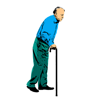 Elderly Man Walking Graphic