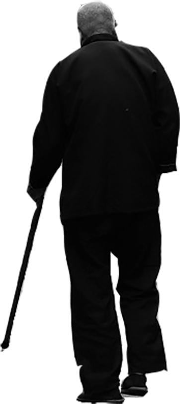 Elderly Man Walkingwith Cane Silhouette