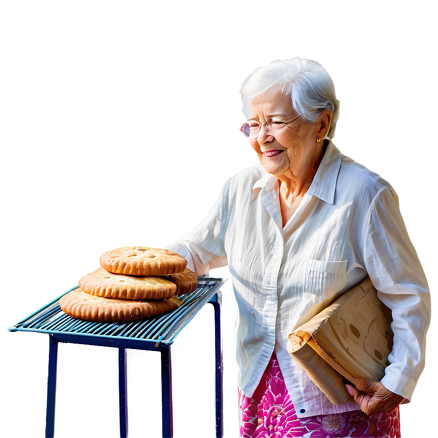 Elderly Woman Baking Png Xrv24