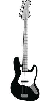 Electric Bass Guitar Blackand White