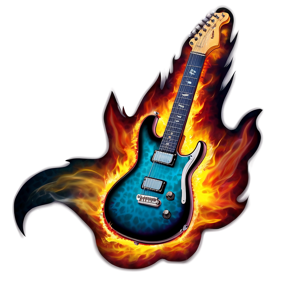 Electric Guitar On Fire Png 05252024