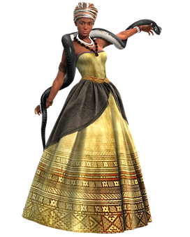 Elegant African Queen Character