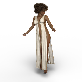 Elegant Animated Womanin Gown