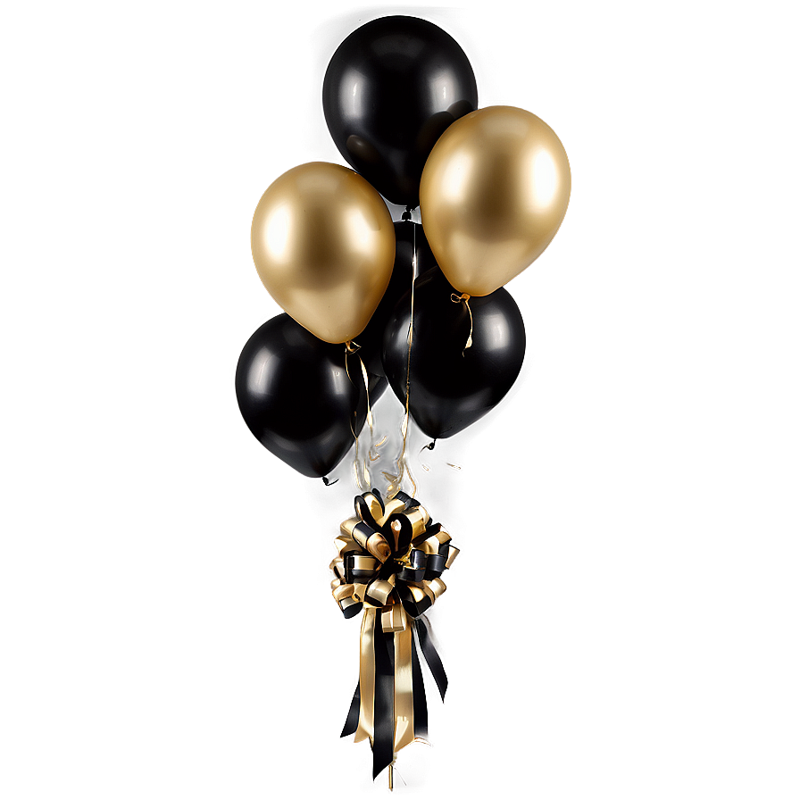 Elegant Black And Gold Balloon Decor Png Klr35