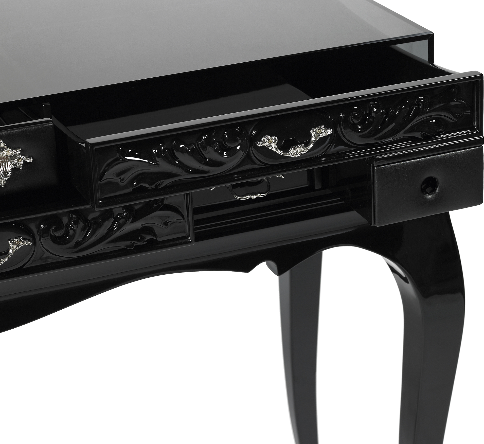 Elegant Black Dressing Table Drawer Detail