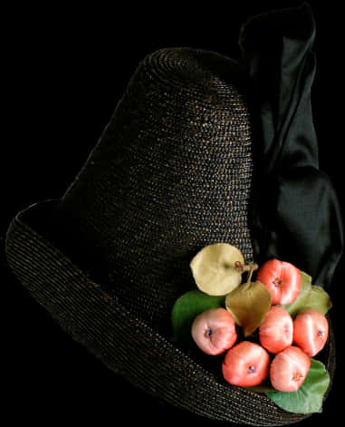 Elegant Black Hatwith Fruit Decoration