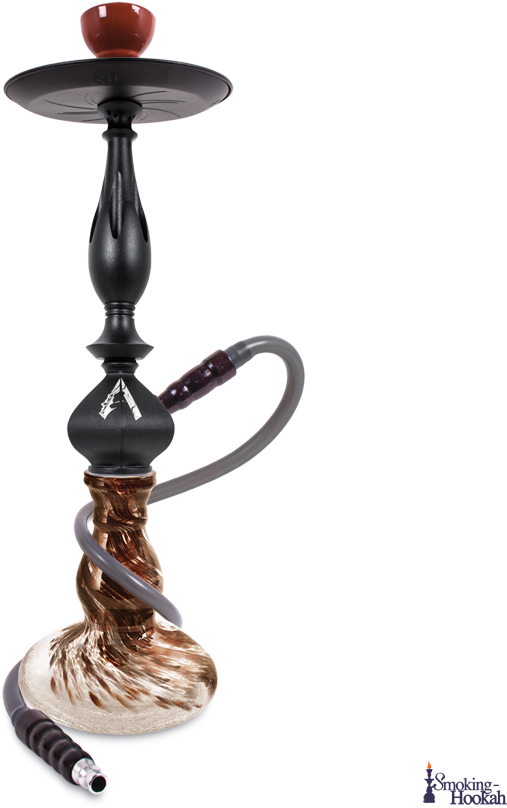 Elegant Black Hookahwith Brown Glass Base