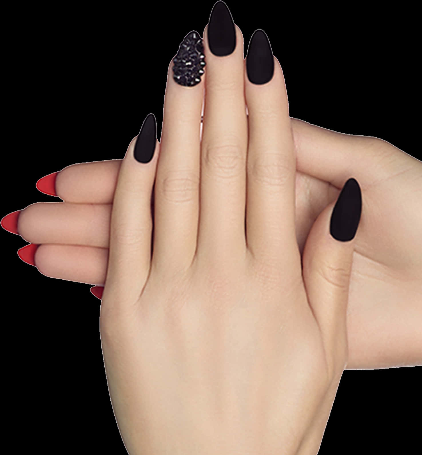 Elegant Black Stiletto Nailswith Accent