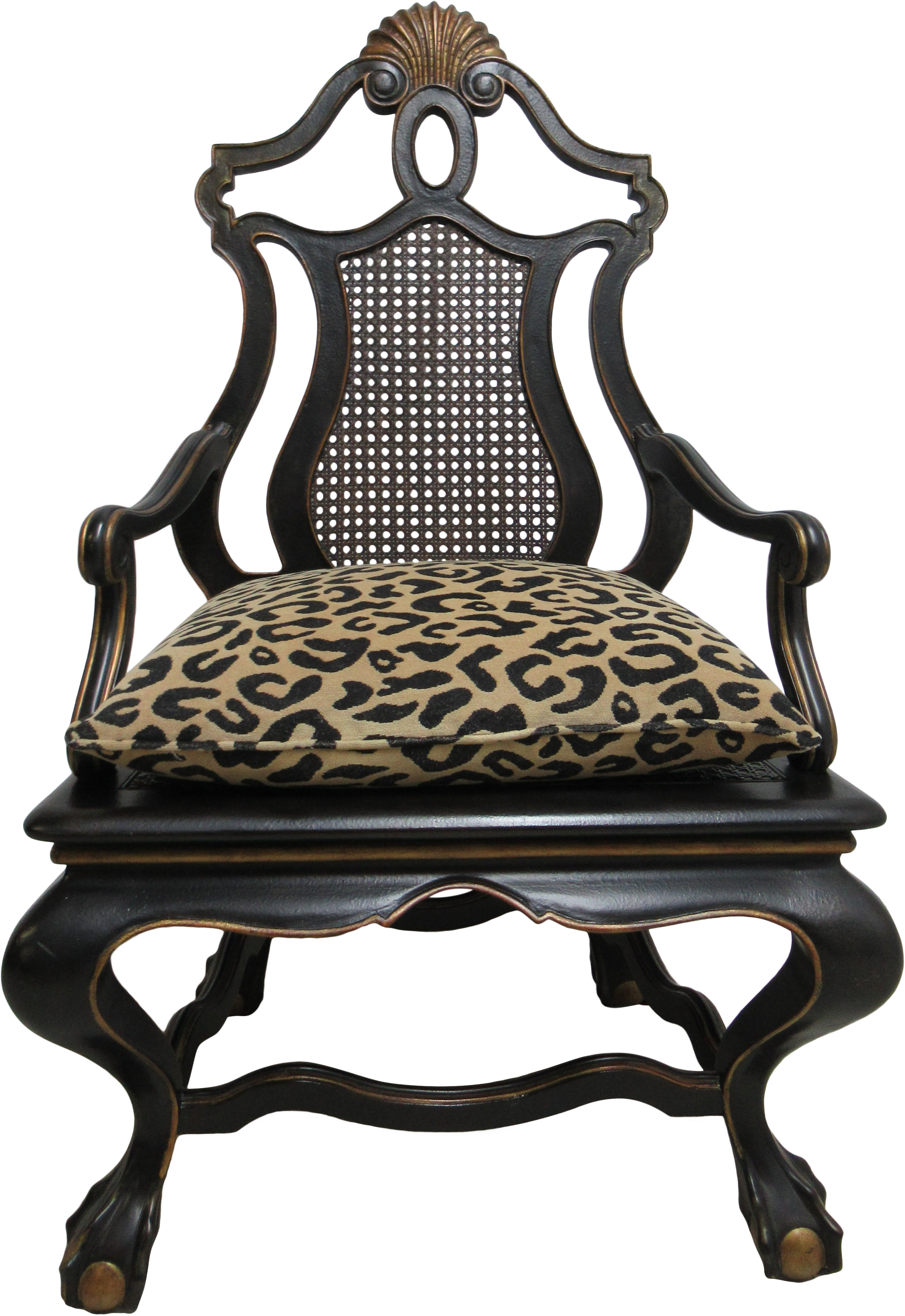 Elegant Black Throne Chair Leopard Print