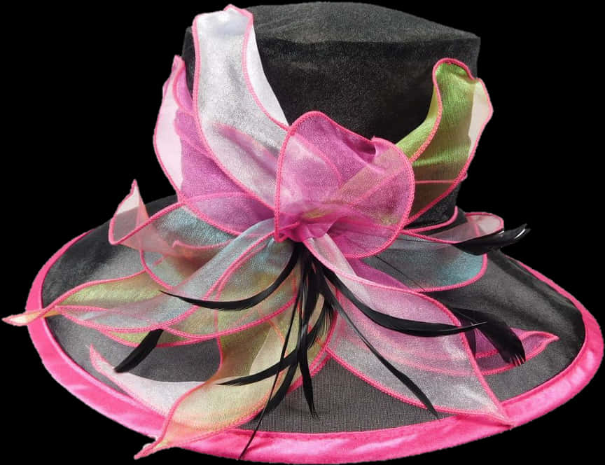 Elegant Blackand Pink Hat