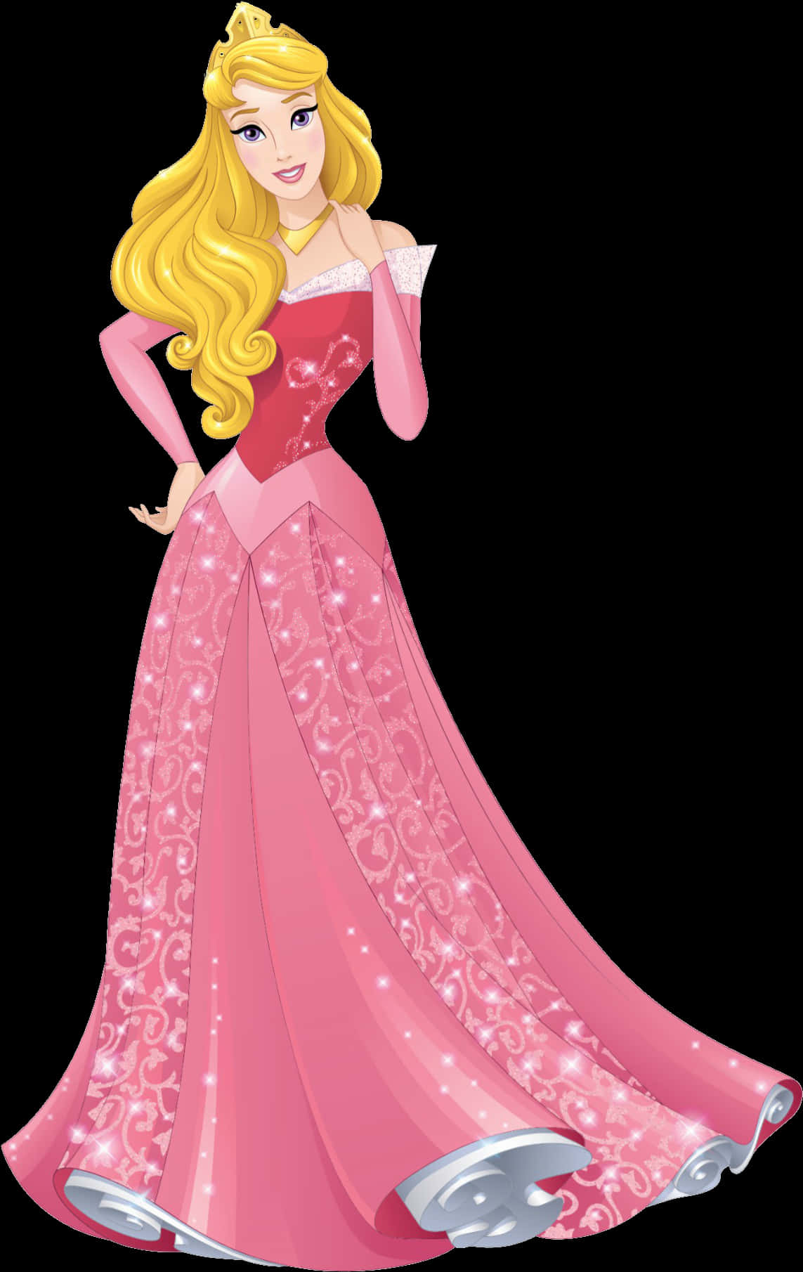 Elegant Blonde Princessin Pink Gown