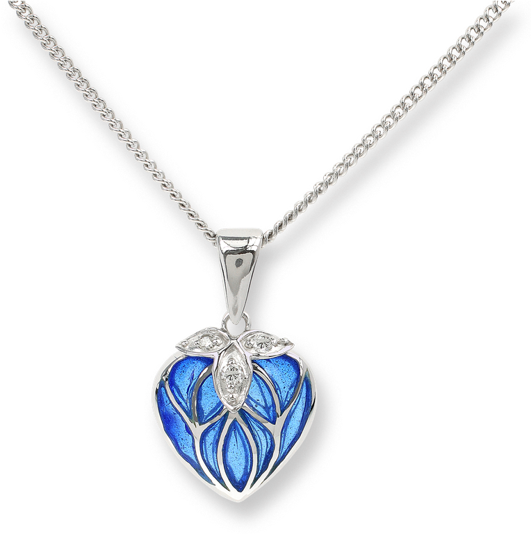 Elegant Blue Diamond Heart Pendant