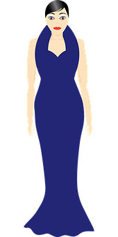 Elegant Blue Dress Vector Illustration