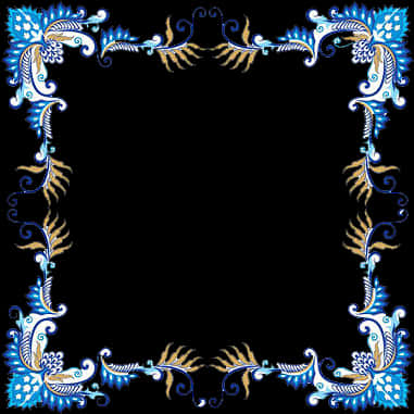 Elegant Blue Gold Floral Frame