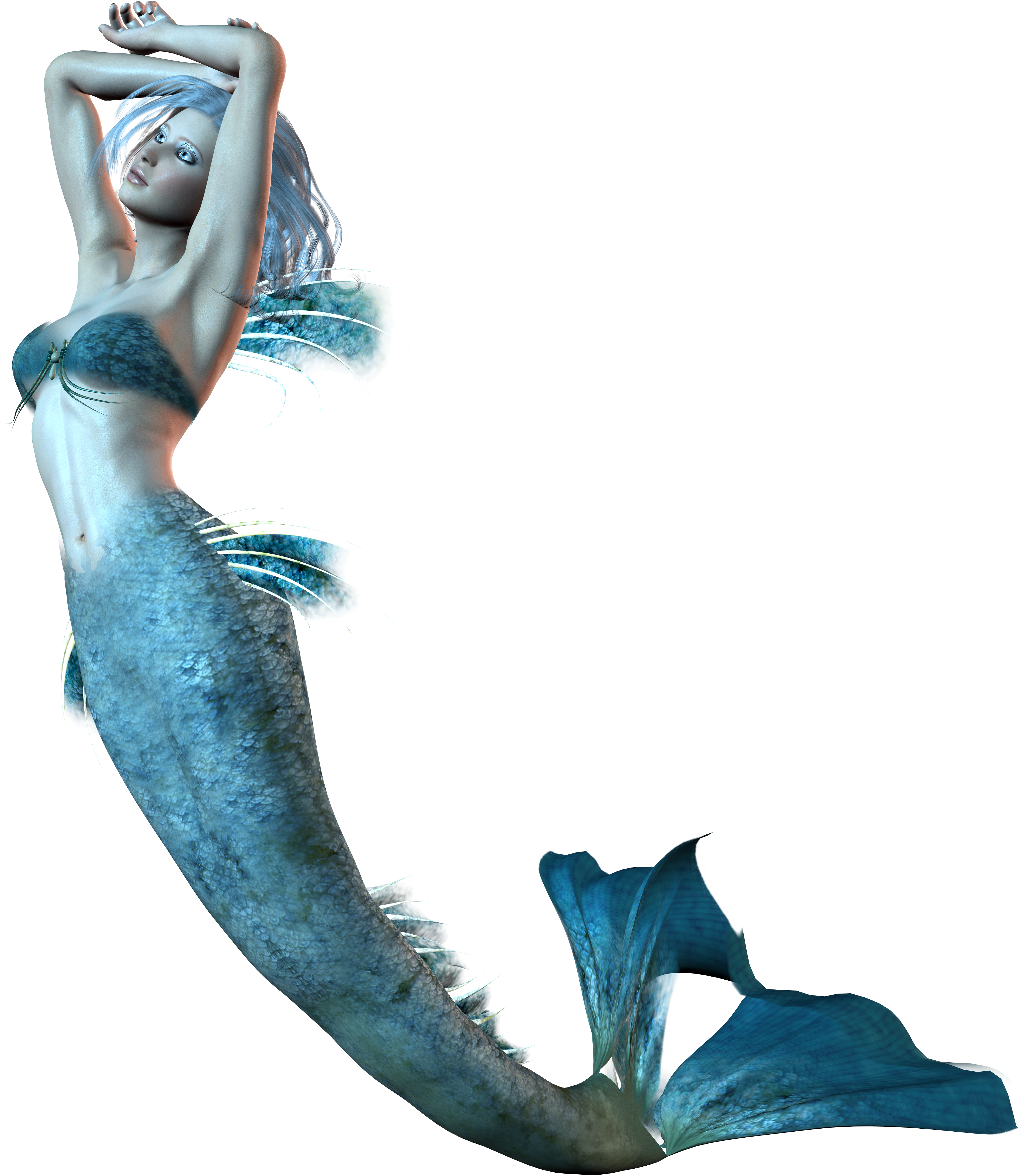 Elegant Blue Mermaid Pose