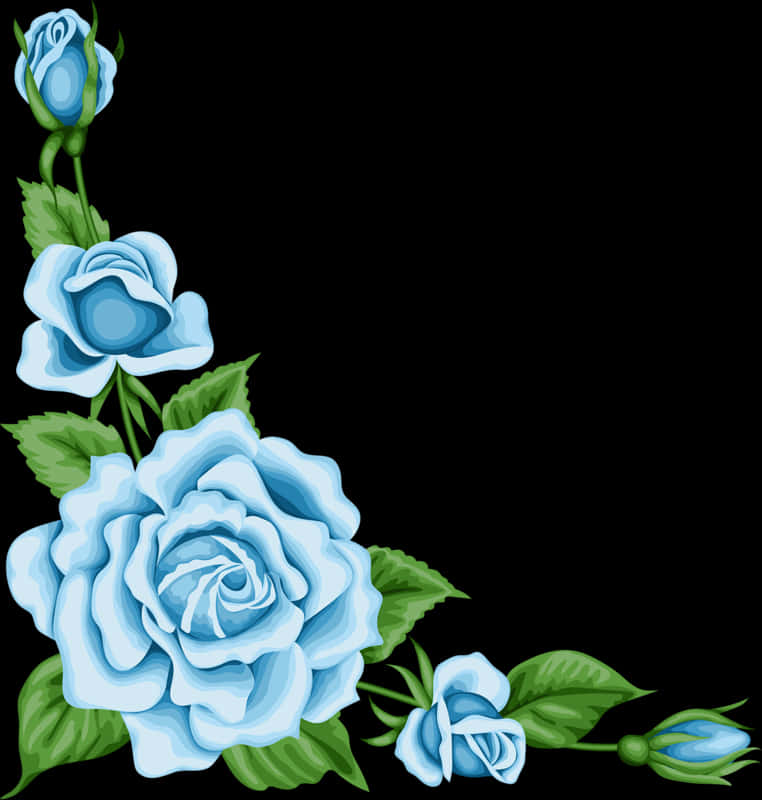 Elegant Blue Roses Border